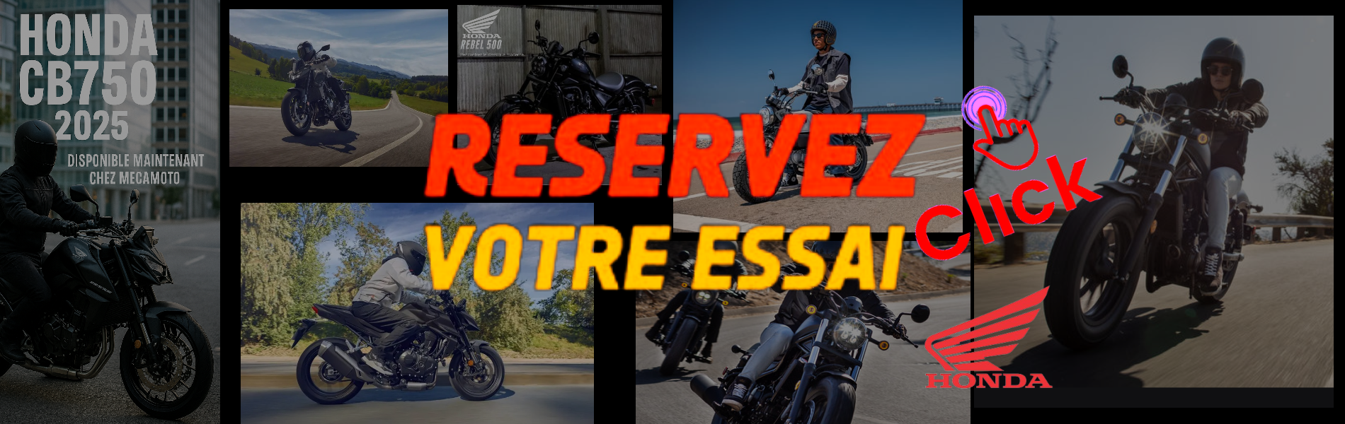 Essai de Moto Honda CB750,REBEL 500,MONKEY 125